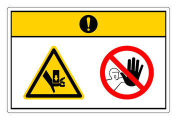 Caution Crush Hazard Symbol Sign On White Background