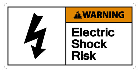 Warning Electric Shock Risk Symbol Sign On White Background
