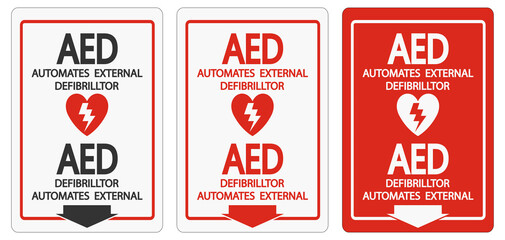 Symbol AED Sign label on white background