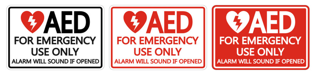 Symbol AED Sign label on white background