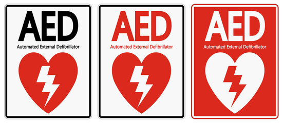 Symbol AED Sign label on white background