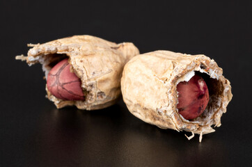 Peanuts isolated on a black background