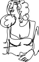 One line-art  sketch of a person