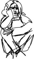 One line-art sketch of a person