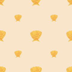Seamless pattern seashells. Cute conch in doodle style
