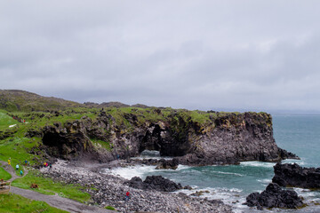 View of the fjords coastline at Snaefellsnes Peninsula, Iceland. Cloudy day during summer
