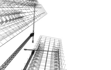 Building under construction. Architecture concept illustration