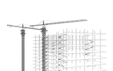 tower crane isolated on white