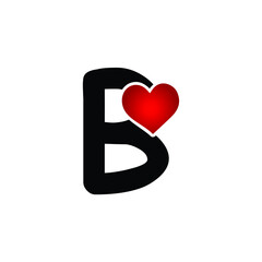 B letter logo with heart icon, Happy Valentines initial B logo, Letter B Heart Logo