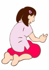 ヤングケアラー　心配そうな小学生の女の子