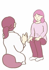 精神科診察　無表情な抑うつ状態の女性　シンプル