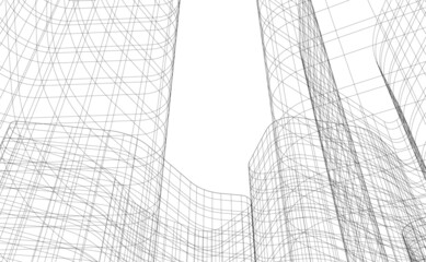 Modern architecture digital vector 3d illustration