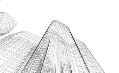 Modern architecture digital vector 3d illustration