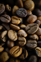 roasted coffee beans close up