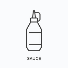 Sauce flat line icon. Vector outline illustration of bottle. Black thin linear pictogram for food ingredient