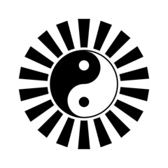 Yin yang with sun ray. Yin and yang icon in trendy flat style isolated on background. Yin and yang icon page symbol for your web site design Yin and yang icon logo,