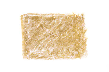 brown rectangle drawn with oil pencil isolated on white background