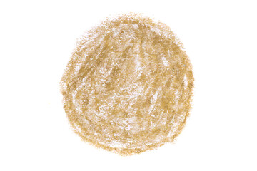 brown circle drawn with oil pencil isolated on white background