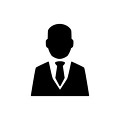 Businessman Icon in black flat glyph, filled style isolated on white background