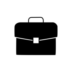 Briefcase Icon in black flat glyph, filled style isolated on white background