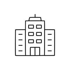 Office building Icon  in black line style icon, style isolated on white background
