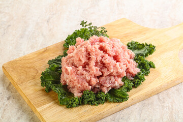 Raw pork minced meat for cooking