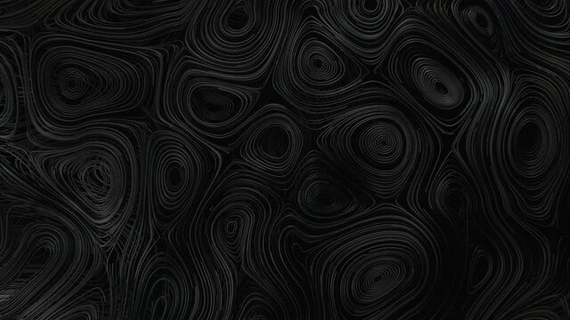 Black topographic circular lines with running matrix code