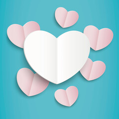 Oldpink Paper Hearts Cyan Background