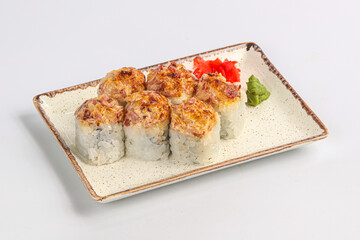 Baked sushi roll with tuna