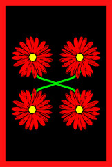Obraz premium red flowers on black background