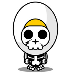 vector cartoon character mascot costume human skull food cute boiled egg