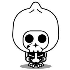 vector cartoon character mascot costume human skull cute dim sum food