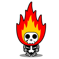 vector cartoon character mascot costume human skull cute fire element