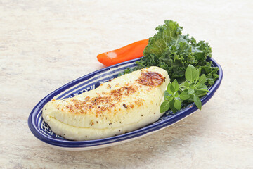 Roasted traditional cheese haloumi