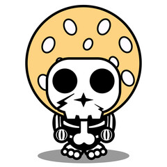 vector cartoon character mascot costume human skull food cute sesame ball