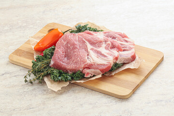 Raw pork neck for cooking