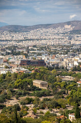 View of old temple in the middle of Athens, Greece