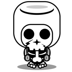 vector cartoon character mascot costume human skull cute marshmallow food