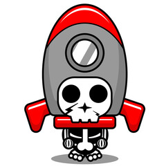 cute space rocket skull human mascot costume character cartoon vector