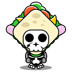 vector cartoon character mascot costume human skull cute sandwich food