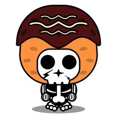 vector cartoon character mascot costume human skull cute takoyaki food