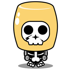 vector cartoon character mascot costume human skull cute tteokbokki food