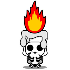 vector cartoon character mascot costume human skull candle light cute