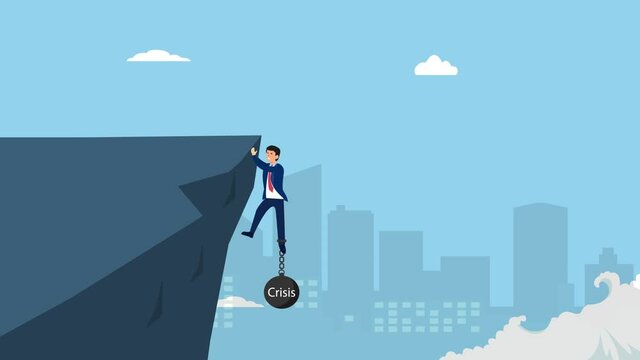 Businesswoman help businessman to climbing cliff