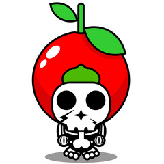 vector cartoon character cute cherry fruit skull mascot costume character
