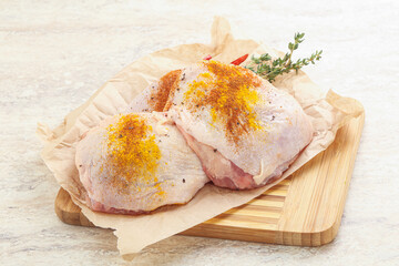 Raw chicken thigh for cooking