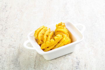 Fried potato slice in the bowl