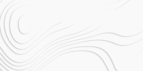 Vector abstract white paper cut banner. Geometric layered curve line white vector, realistic papercut decoration textured with wavy layers. 3d topography relief. Vector topographic illustration.