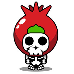 vector cartoon character mascot costume human skull cute pomegranate fruit