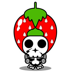 cartoon character mascot costume character cute strawberry fruit skull